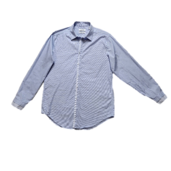 Men's Dress shirt Slim fit Collared Button down blue white Size XL CALVIN KLEIN - Picture 2 of 13
